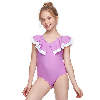 Purple One-Piece Flashing Kids Swimsuits and Swimwear  Nowena