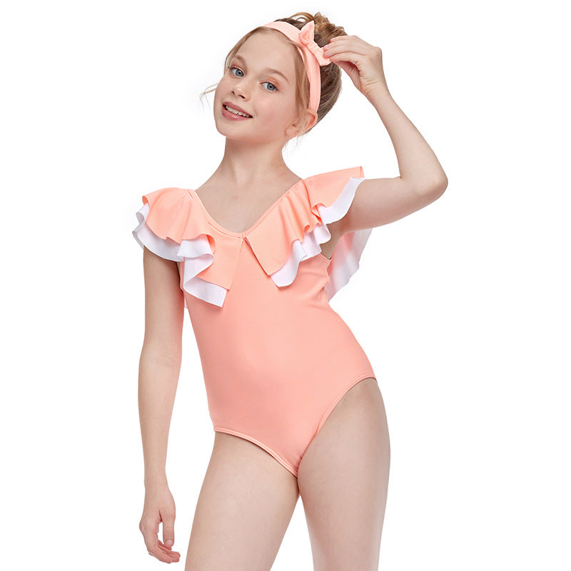 Orange One-Piece Flashing Kids Swimsuits and Swimwear  Nowena