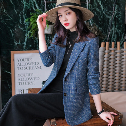 Plaid Suit Jacket Women's New Woolen Top Nowena