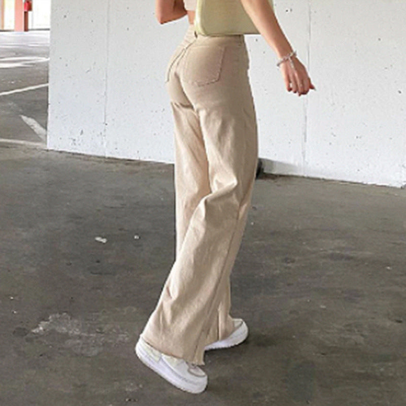 Women's Trendy Loose Wide-legged All-match Khaki Casual Pants | Nowena