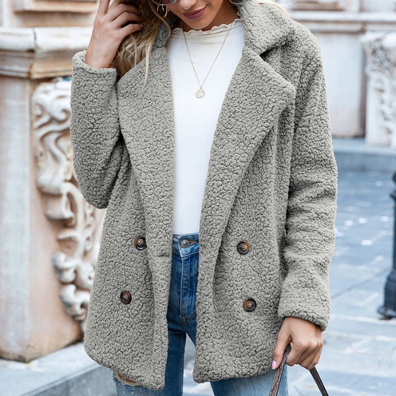 Thick warm wool faux fur jacket women | Nowena