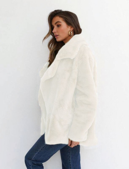 Women's Casual Plush Lapel Long-sleeve Autumn Winter Slim Jacket