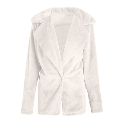 Women's Casual Plush Lapel Long-sleeve Autumn Winter Slim Jacket