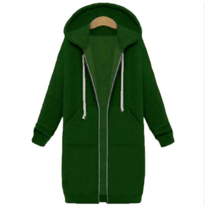Women’s Casual Hooded Zipper Long-sleeved Winter Long Coat Jacket | Nowena