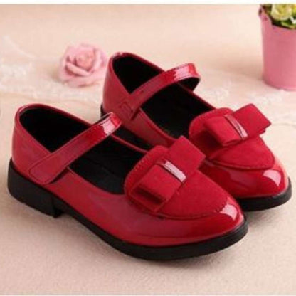 Girl's School Casual Leather Short Heels Princess Doll Shoes - Nowena