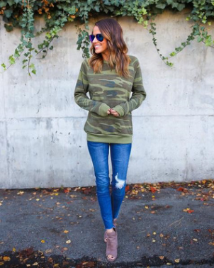 Women's Camouflage Sweater Long Sleeve Casual Jacket Nowena