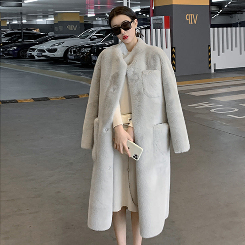 Women's Casual Fashion Mid-length Thick Fur Winter Autumn Coat Jacket Nowena