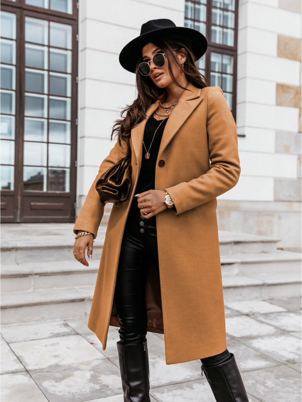Women’s Casual Long-sleeved Suit Collar Woolen Autumn Coat Jacket Nowena