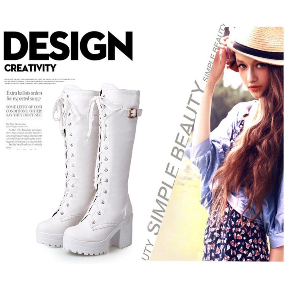 Women's Casual Stylish Rubber Combative High Autumn Boots Nowena