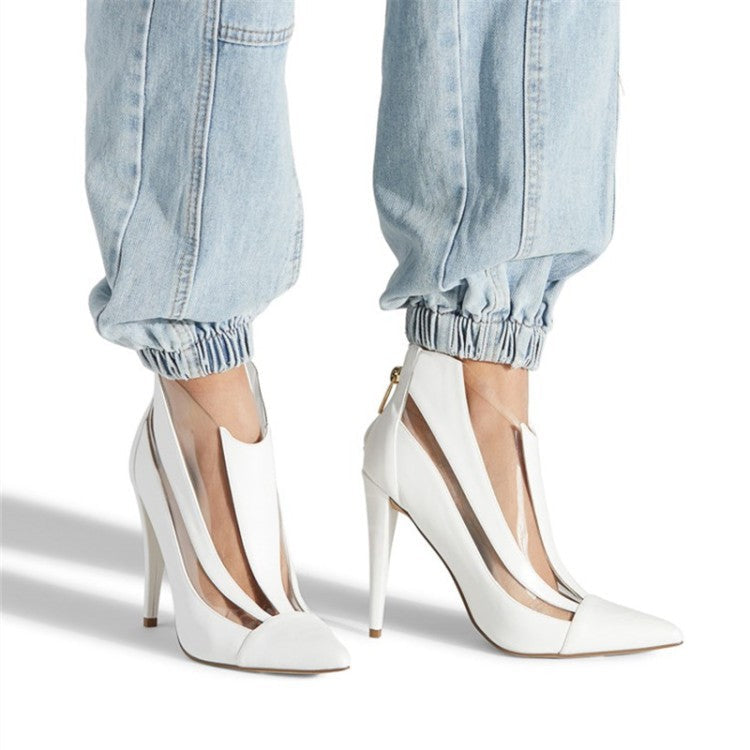 Women's Leisure Pointed Transparent Line Cutout High Heel Summer Shoes Nowena