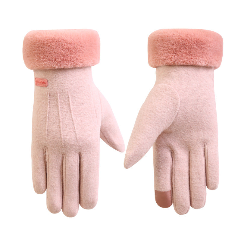 Women's Autumn and Winter Cashmere Wool Full finger Snow Gloves | Nowena