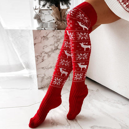 Women's jacquard Over The Knee Pile Stockings Floor Long Socks Nowena