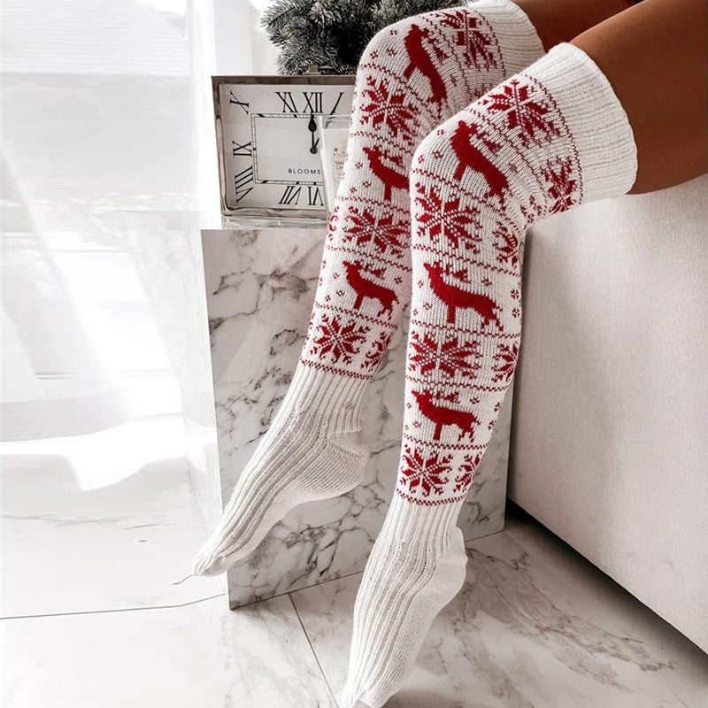 Women's jacquard Over The Knee Pile Stockings Floor Long Socks Nowena
