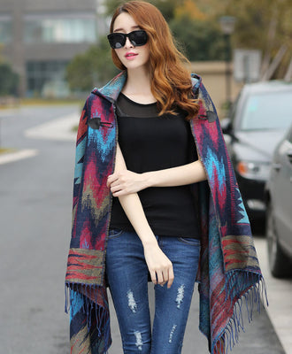 Women wind hooded cape shawl Nowena