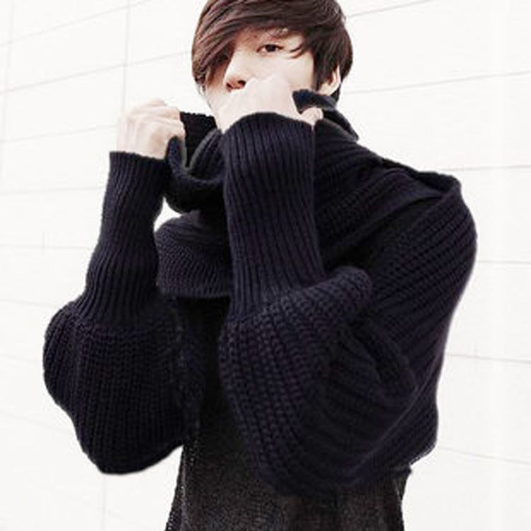 Unisex Wool Knitted Cashmere Autumn Winter Sweater Sleeved Scarf - Nowena