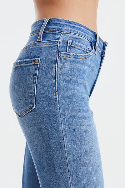 PlusSize High Waist Raw Hem Straight Jeans- Free Loop | Nowena