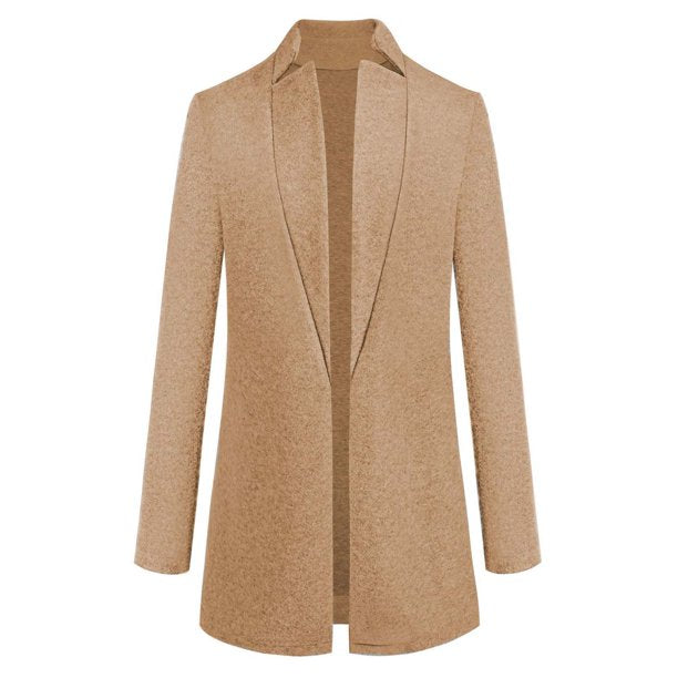 Women's Fashion Solid Long Sleeve Jacket Stand-up Collar Faux Wool Winter Coat | Nowena