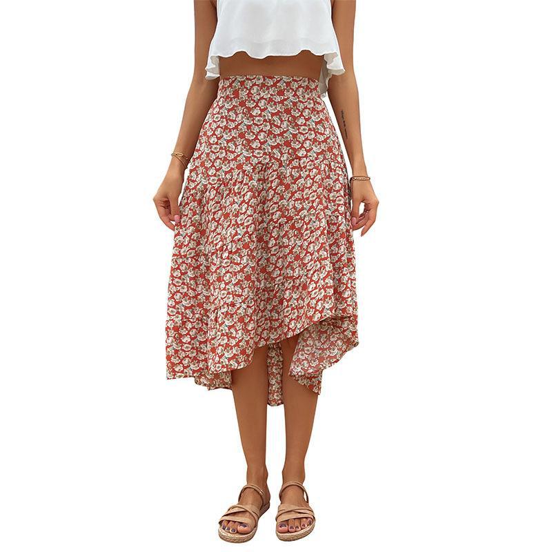 Floral Skirt Holiday Skirt Irregular Print Skirt