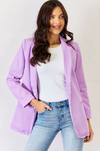 Women Open Front Long Sleeve Blazer - Lavender | Nowena