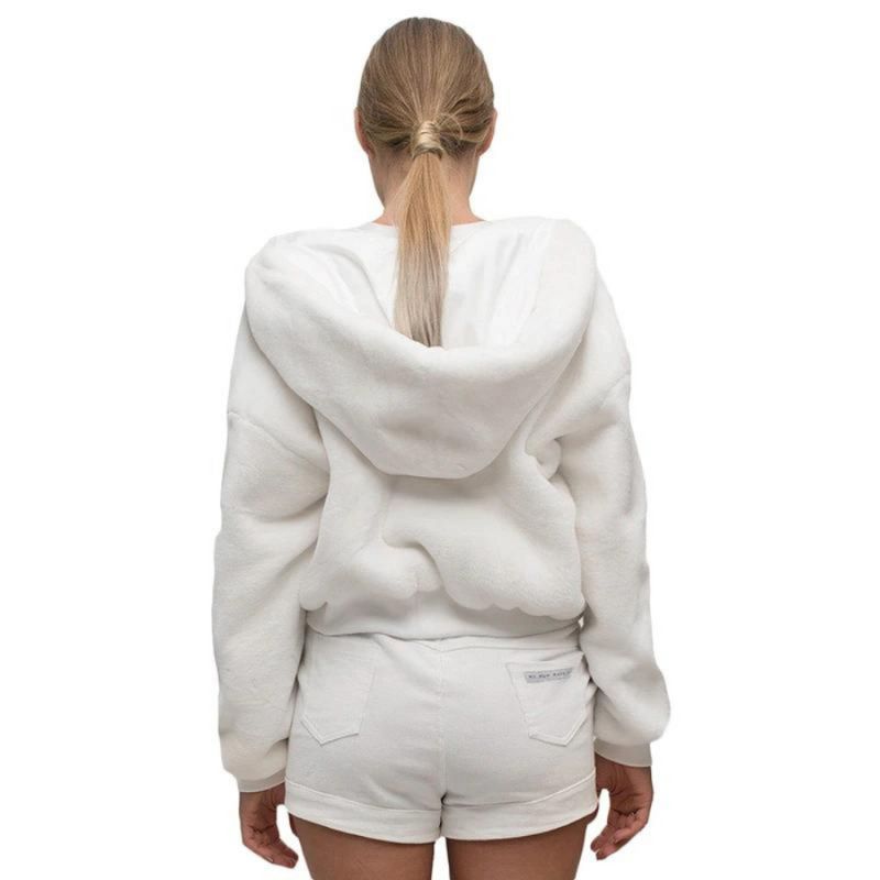 Cropped hoodie faux fur jacket warm windbreak for women | Nowena