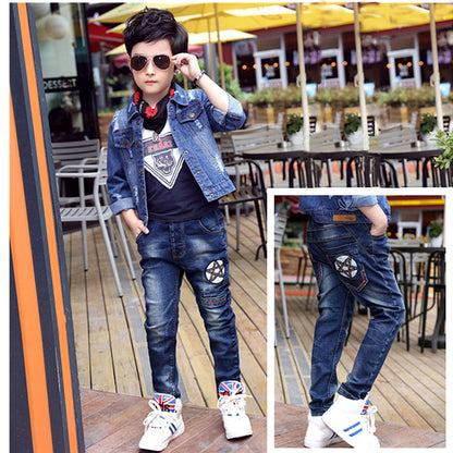 Boys Jeans Autumn And Winter New One-piece Velvet