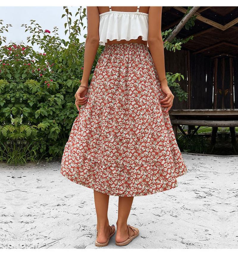 Floral Skirt Holiday Skirt Irregular Print Skirt